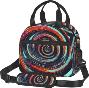 Space Spiral Cosmic Print Foods Insulated Lunch Bag Cute Tote Box Leakproof Cooler Adjustable Shoulder Strap