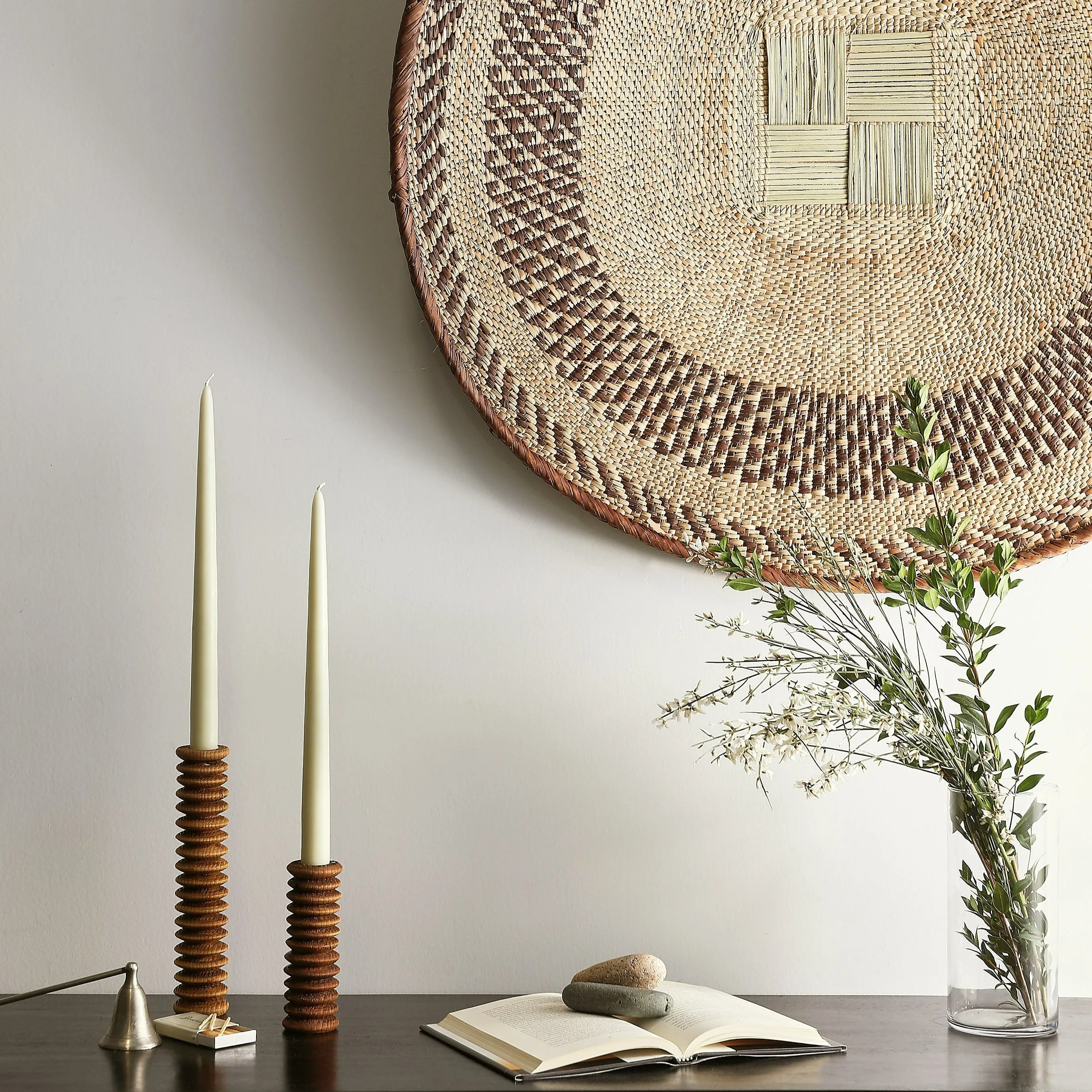 Spiral Pine Modern Wood Candle Candlestick Holder
