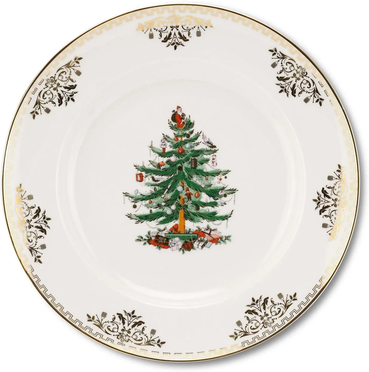 SPODE CHRISTMAS TREE Gold dinner plate