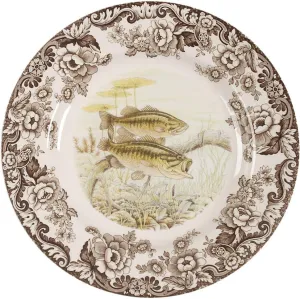 Spode Woodland Dinner Plate, Large Mouth Bass| 10.5 Inch | Hunting Cabin, Lodge, Fishing and Cottage Décor | Made in England from Fine Earthenware | Microwave and Dishwasher Safe