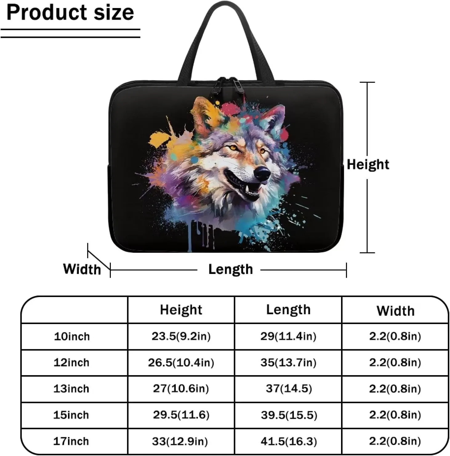 Spray Paint Wolf Print Laptop Bag for Men Large Briefcase Crossbody Messenger Bag,17.3In Laptop Case for Men,Large Laptop Sleeve 15.6In,Laptop Tote Bag Gifts for Women Men Mom Father