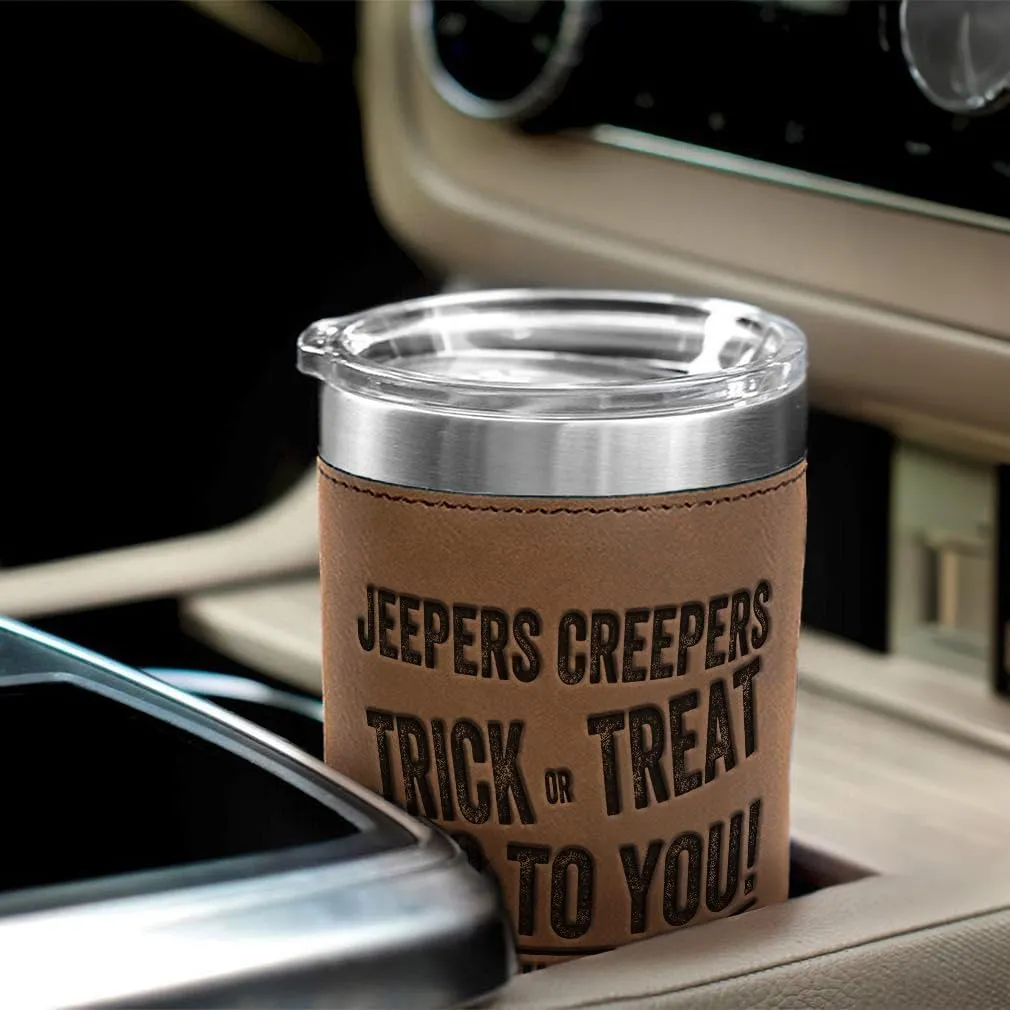 Stainless-Steel Leather Travel Mug Tumbler 20 Ounces Jepers Creepers Engraved Thermal Coffee Cup Red