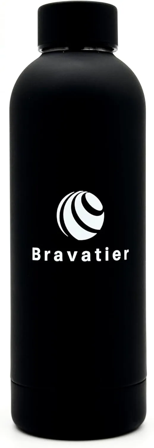 Stainless Steel Water Bottle, 500ml/17oz, Double Wall, Vacuum Insulated for Hot & Cold Drinks, Premium UV Print, Sports, Office, Outdoor, and Travel (Black)