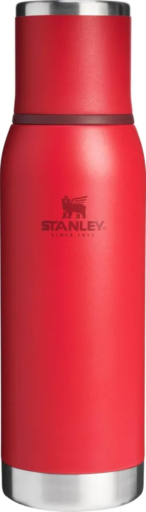 Stanley Adventure-To-Go Vacuum Bottle 25 oz | Wide Mouth with Leakproof Cup Lid | Keep Drinks Hot or Cold | Packable for Travel | Insulated Stainless Steel Thermos | BPA-Free | Chili Red