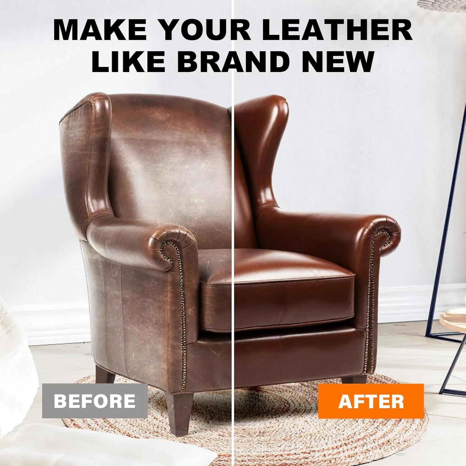 STARTSO WORLD 200Ml Leather Recoloring Balm with 100ML Leather Conditioner, Black Leather Repair Kit for Furniture, Leather Dye, Leather Scratch Repair, Leather Couch Paint