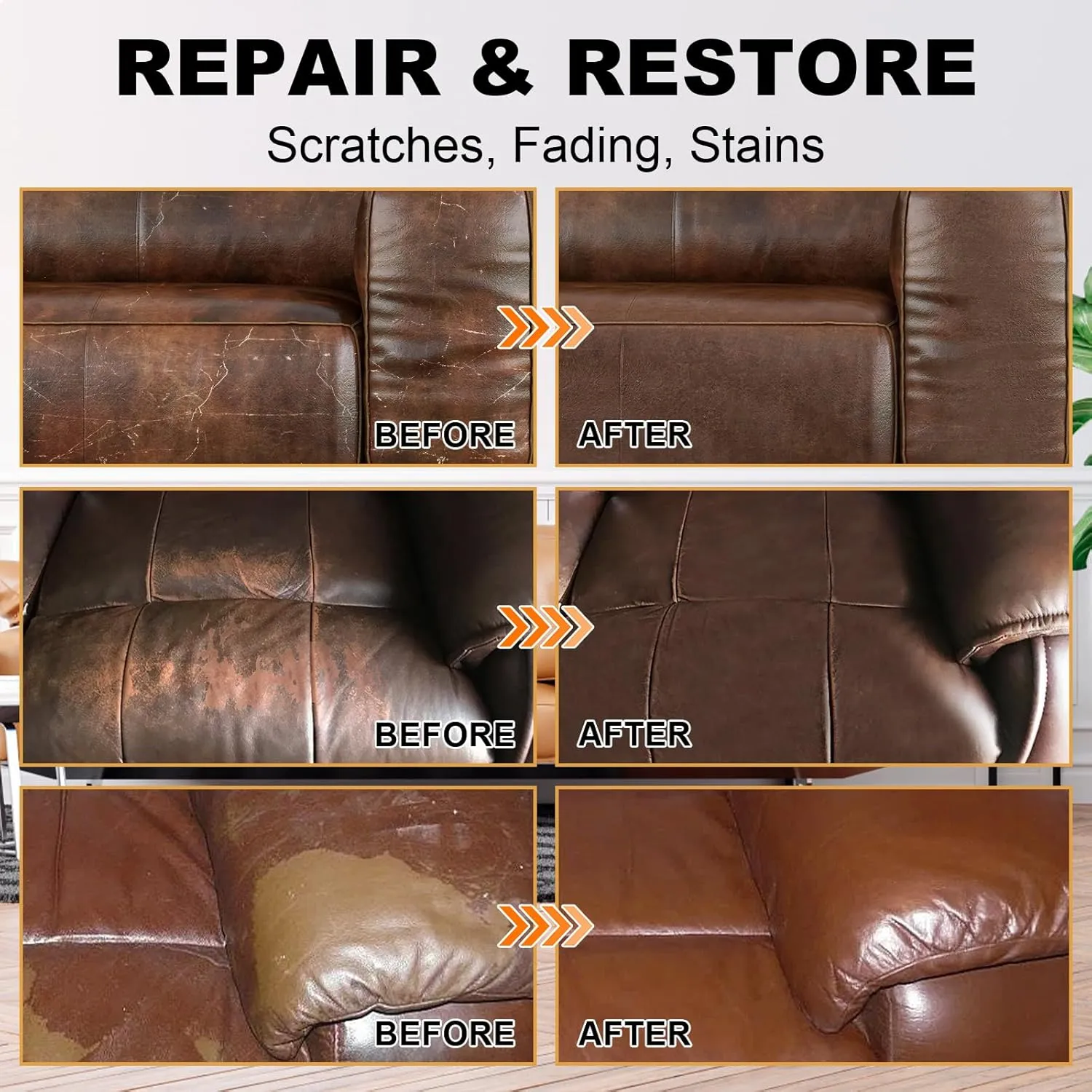 STARTSO WORLD 200Ml Leather Recoloring Balm with 100ML Leather Conditioner, Black Leather Repair Kit for Furniture, Leather Dye, Leather Scratch Repair, Leather Couch Paint