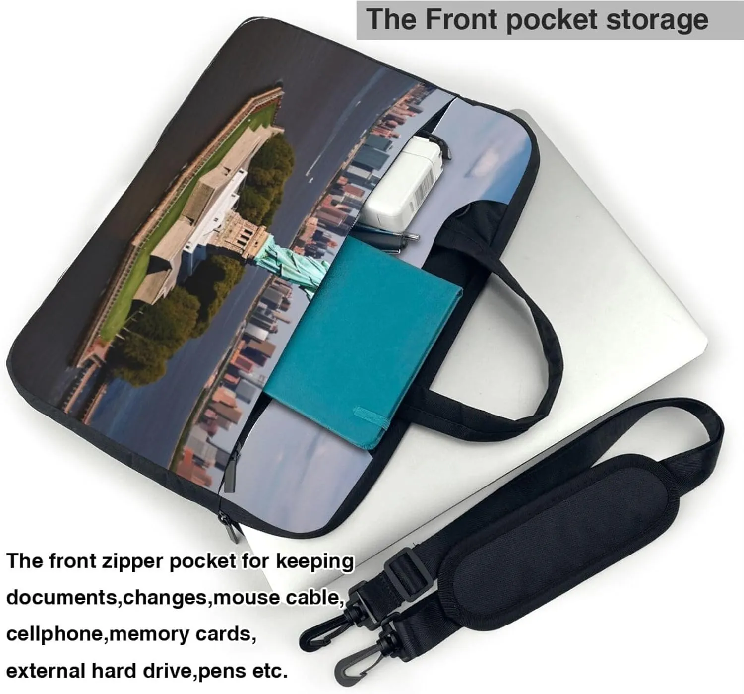 Statue of Liberty in NYC Laptop Shoulder Bag Portable Laptop Bag Laptop Case Crossbody Briefcase w/Strap Handle