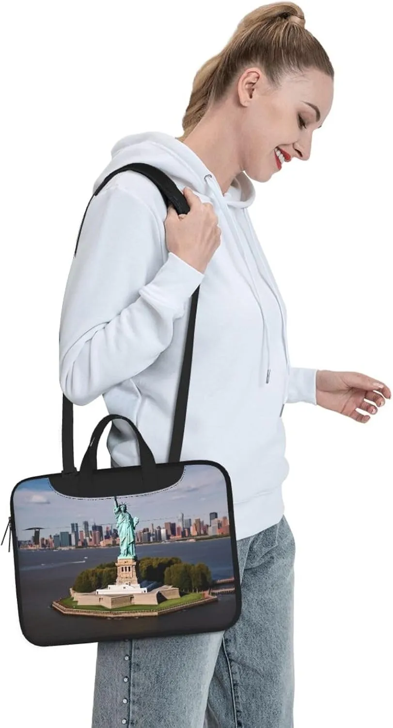 Statue of Liberty in NYC Laptop Shoulder Bag Portable Laptop Bag Laptop Case Crossbody Briefcase w/Strap Handle