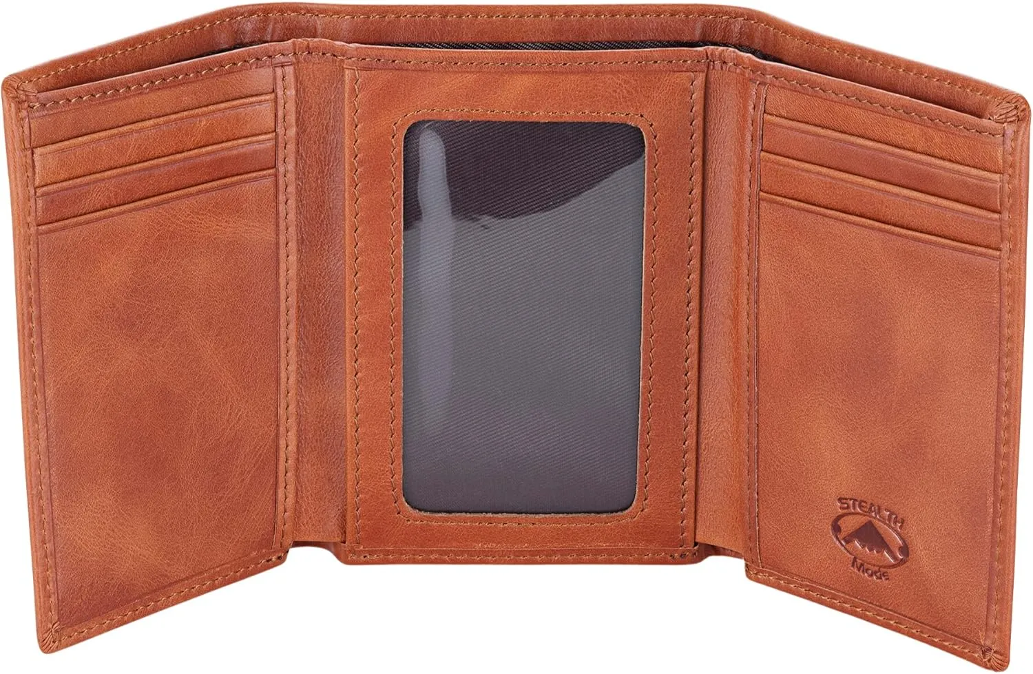 Stealth Mode Trifold Leather Wallet for Men with RFID Blocking