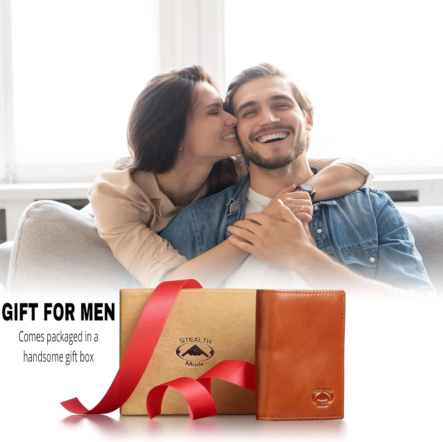 Stealth Mode Trifold Leather Wallet for Men with RFID Blocking