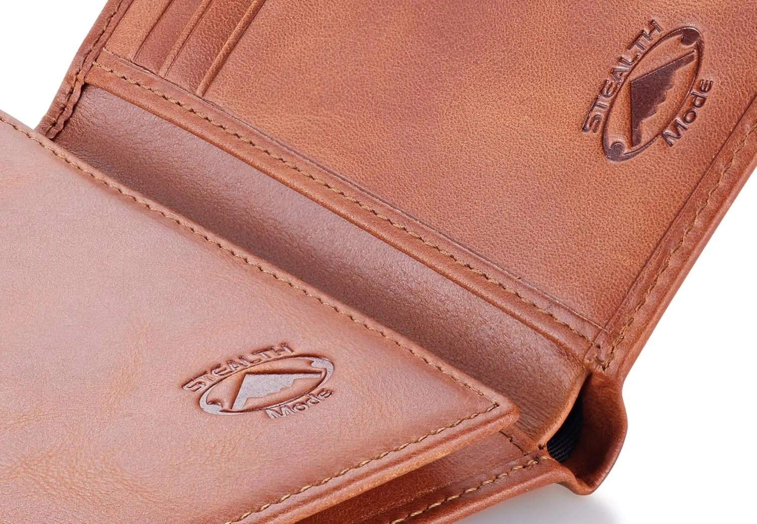 Stealth Mode Trifold Leather Wallet for Men with RFID Blocking