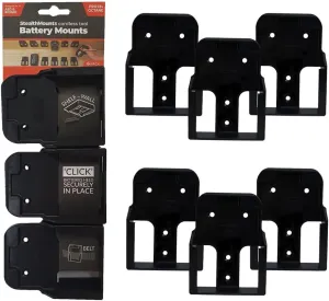 StealthMounts Battery Holder Compatible with Ridgid 18V (6 Pack) - Black | StealthMounts Battery Mounts | Made in the UK