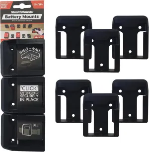 StealthMounts Battery Mounts | Cordless Battery Holders Compatible with Ozito/Einhell 18v Power Tools | 6 Pack | Made in The UK
