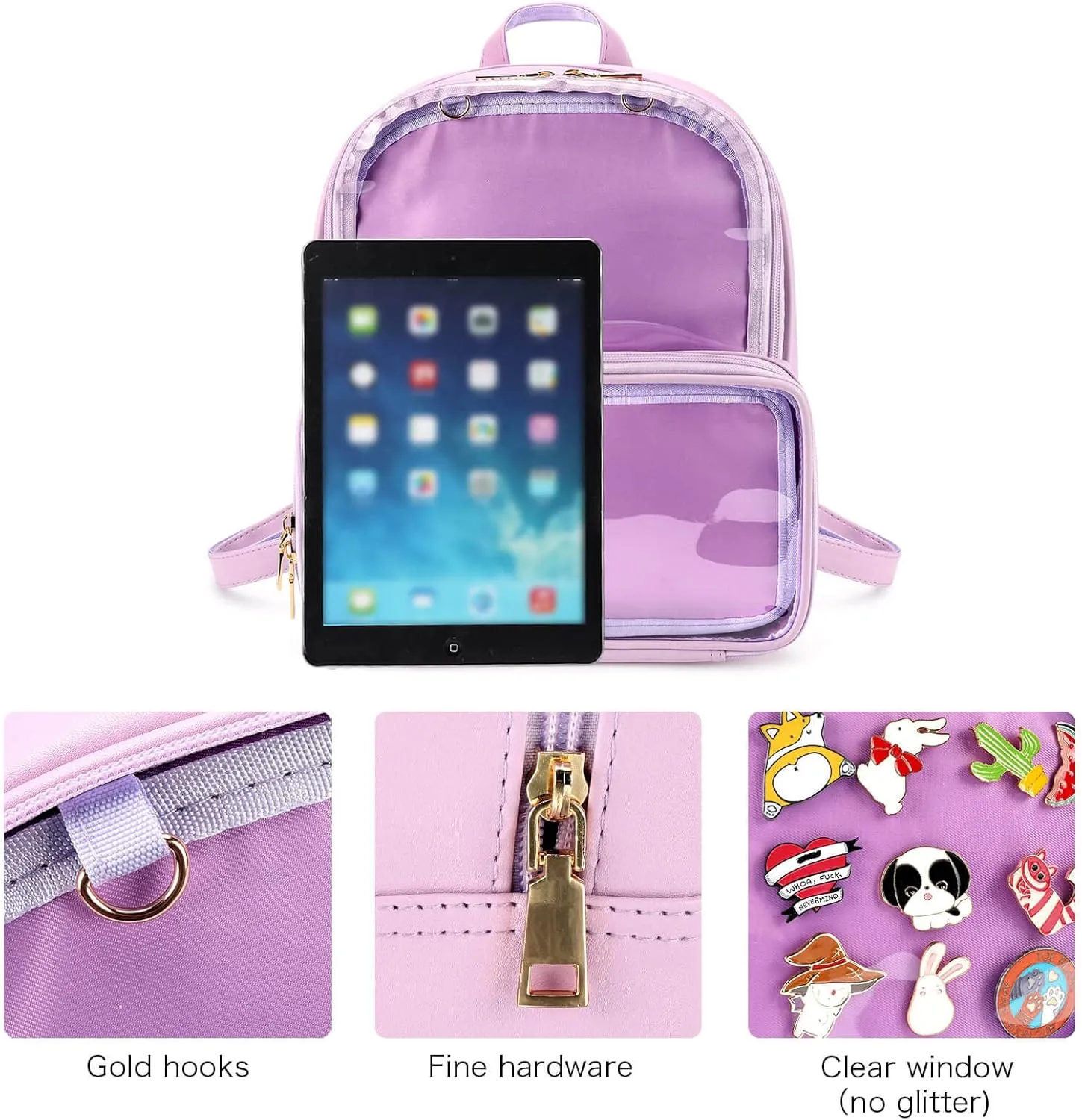 STEAMEDBUN Ita Bag Double Window Candy PU Leather Backpack Kawaii Pins Bag with insert