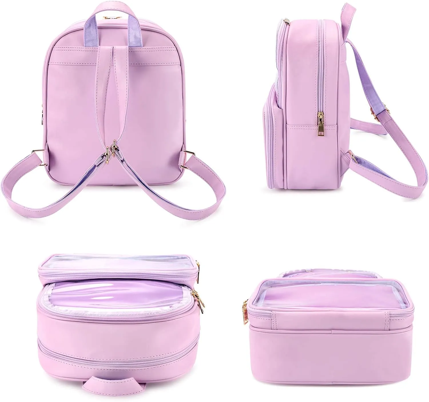 STEAMEDBUN Ita Bag Double Window Candy PU Leather Backpack Kawaii Pins Bag with insert