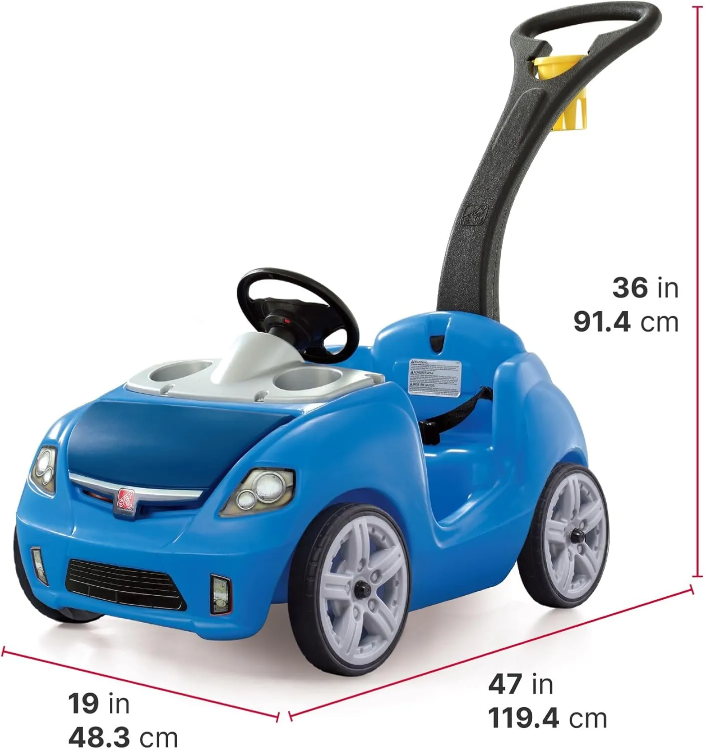 Step2 Whisper Ride II Buggy Kids Push Car, Ride On Toy, Stroller Substitute, Includes Seat Belt & Horn, Made of Durable Plastic, Max Weight 50 lbs., For Toddlers 1.5-4 Years Old, Blue