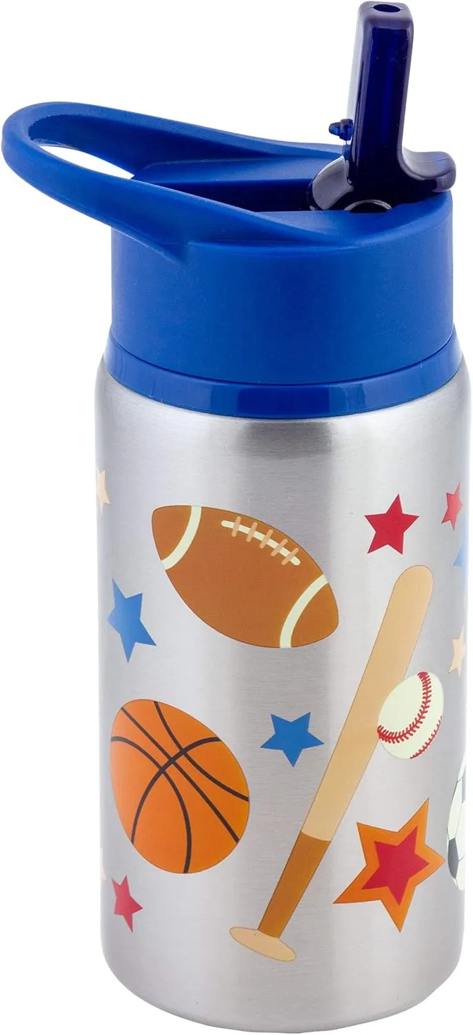 Stephen Joseph Stainless Steel Water Bottles, 18 OZ, Straw lid, Reusable tumbler, Insulated, Sports