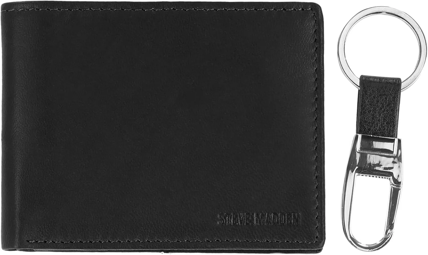 Steve Madden Mens RFID Leather Wallet Gift Set with Key Fob