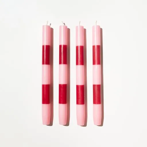 Striped Dinner Candles 4pce