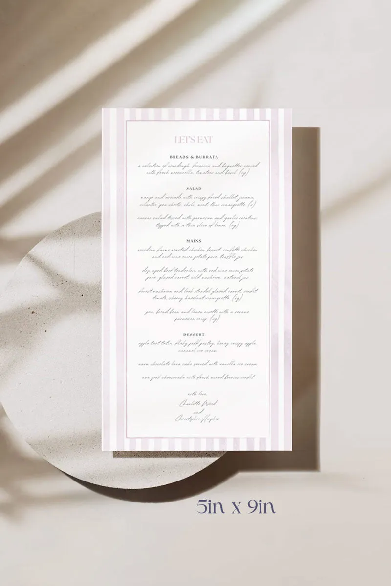 Striped Menu