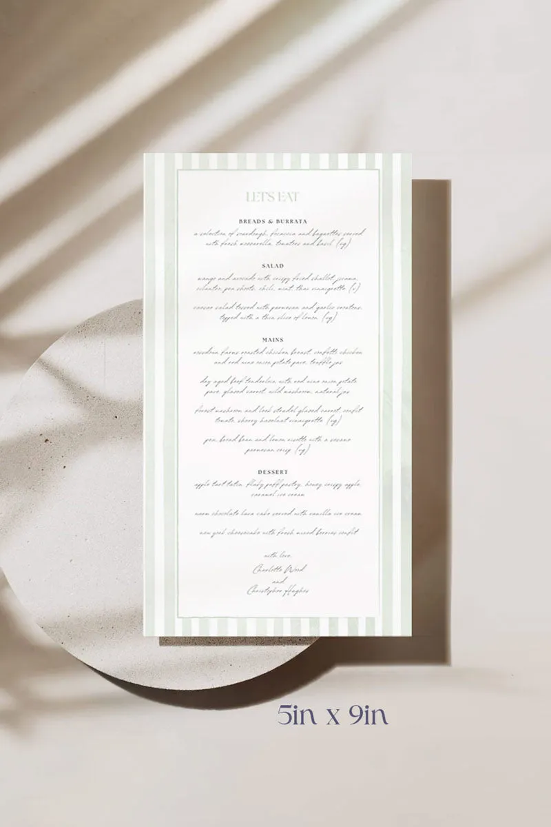 Striped Menu