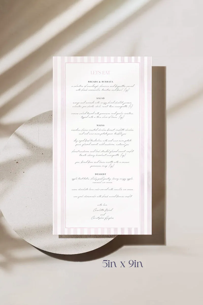 Striped Menu