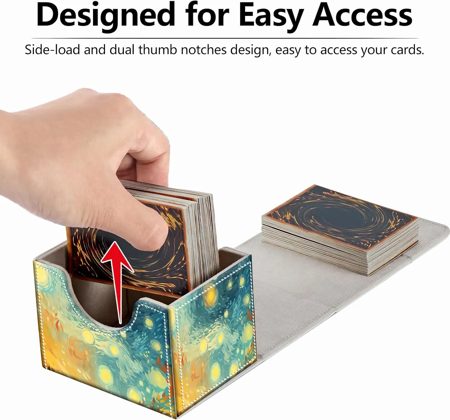 Strong Magnet Card Case Deck Box Mtg Card Box Playing Card Box Magic Deck Box Tcg Up to 200 Cards Creative Pattern Trading Card Storage Box for Collectible Card Games, Starry Sky And Light Shining