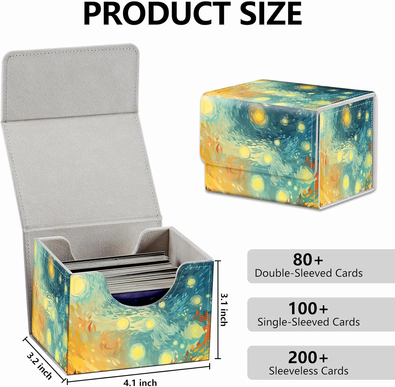 Strong Magnet Card Case Deck Box Mtg Card Box Playing Card Box Magic Deck Box Tcg Up to 200 Cards Creative Pattern Trading Card Storage Box for Collectible Card Games, Starry Sky And Light Shining
