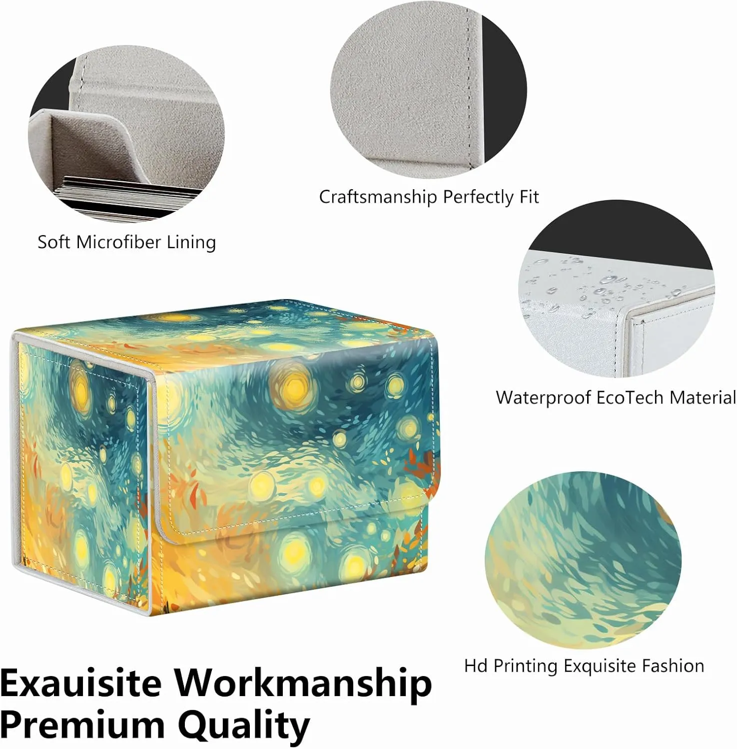 Strong Magnet Card Case Deck Box Mtg Card Box Playing Card Box Magic Deck Box Tcg Up to 200 Cards Creative Pattern Trading Card Storage Box for Collectible Card Games, Starry Sky And Light Shining