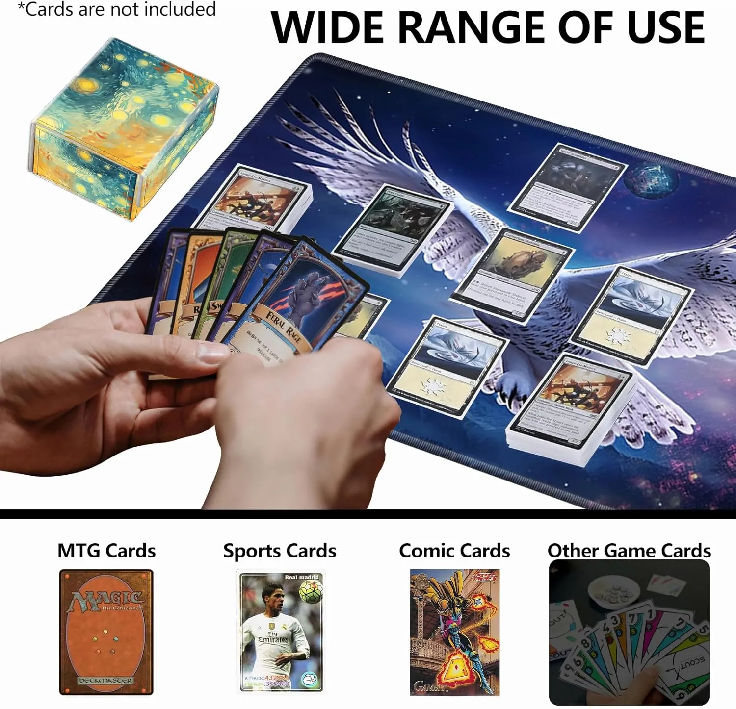 Strong Magnet Card Case Deck Box Mtg Card Box Playing Card Box Magic Deck Box Tcg Up to 200 Cards Creative Pattern Trading Card Storage Box for Collectible Card Games, Starry Sky And Light Shining
