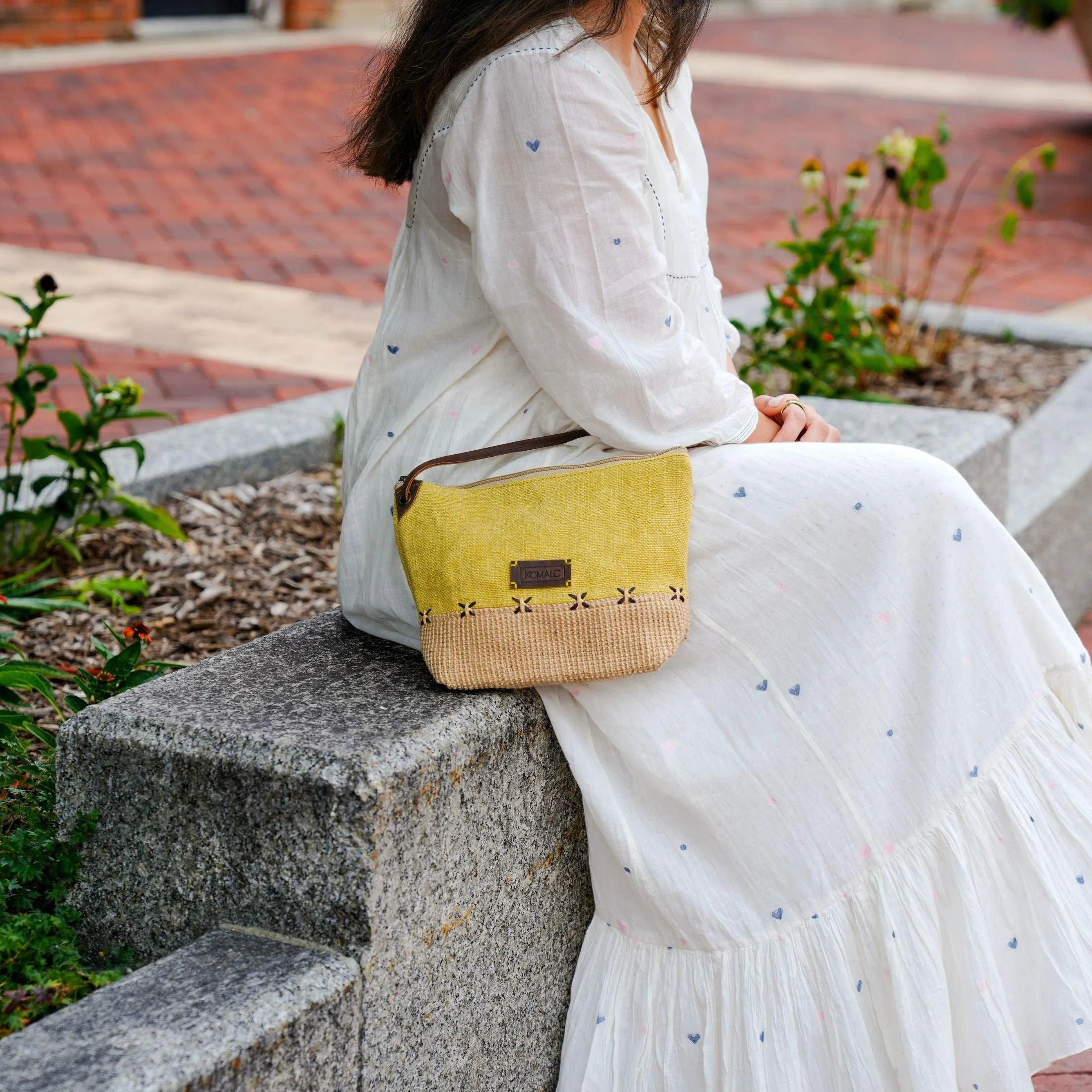Stylish Jute Slingbag with Buffalo Strap