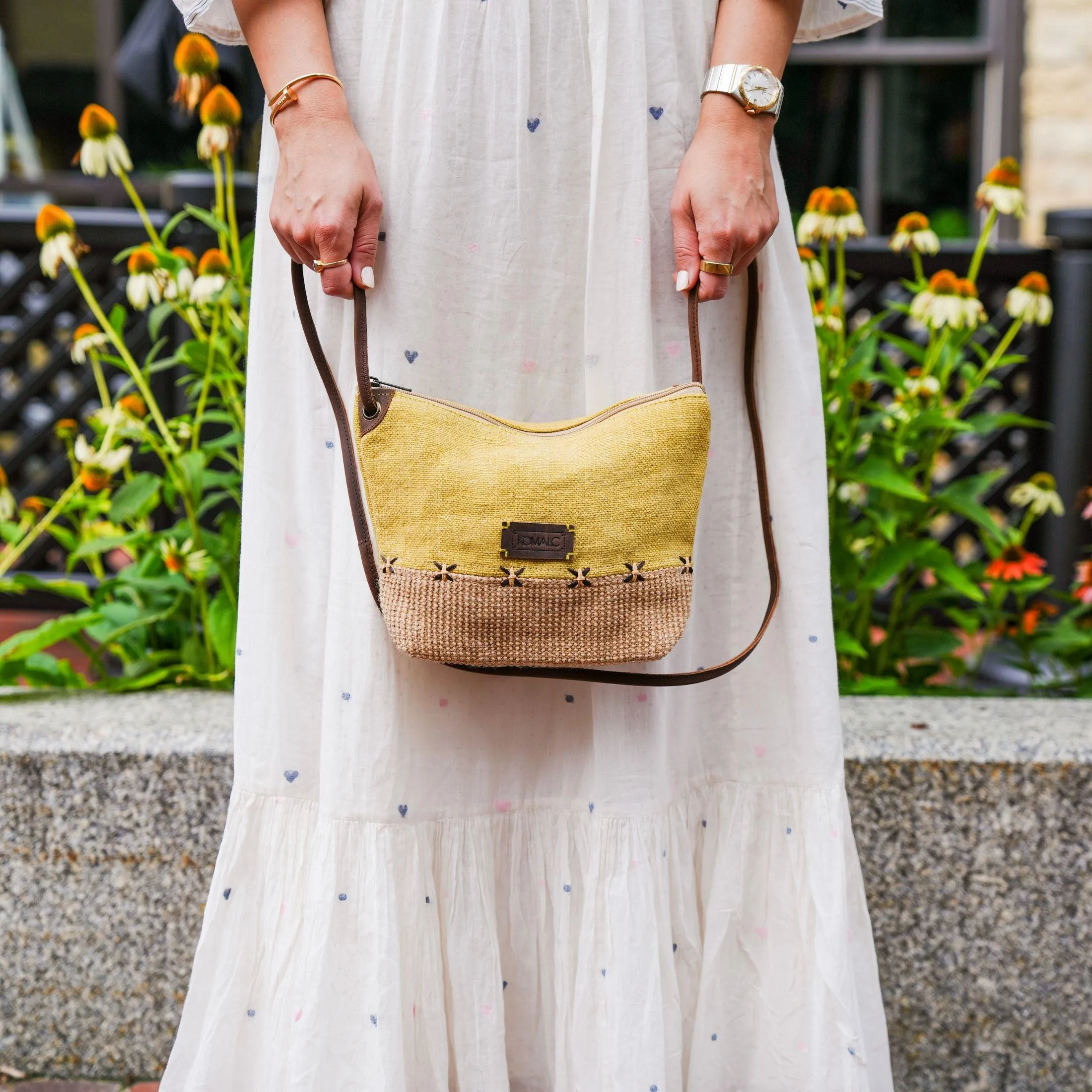 Stylish Jute Slingbag with Buffalo Strap