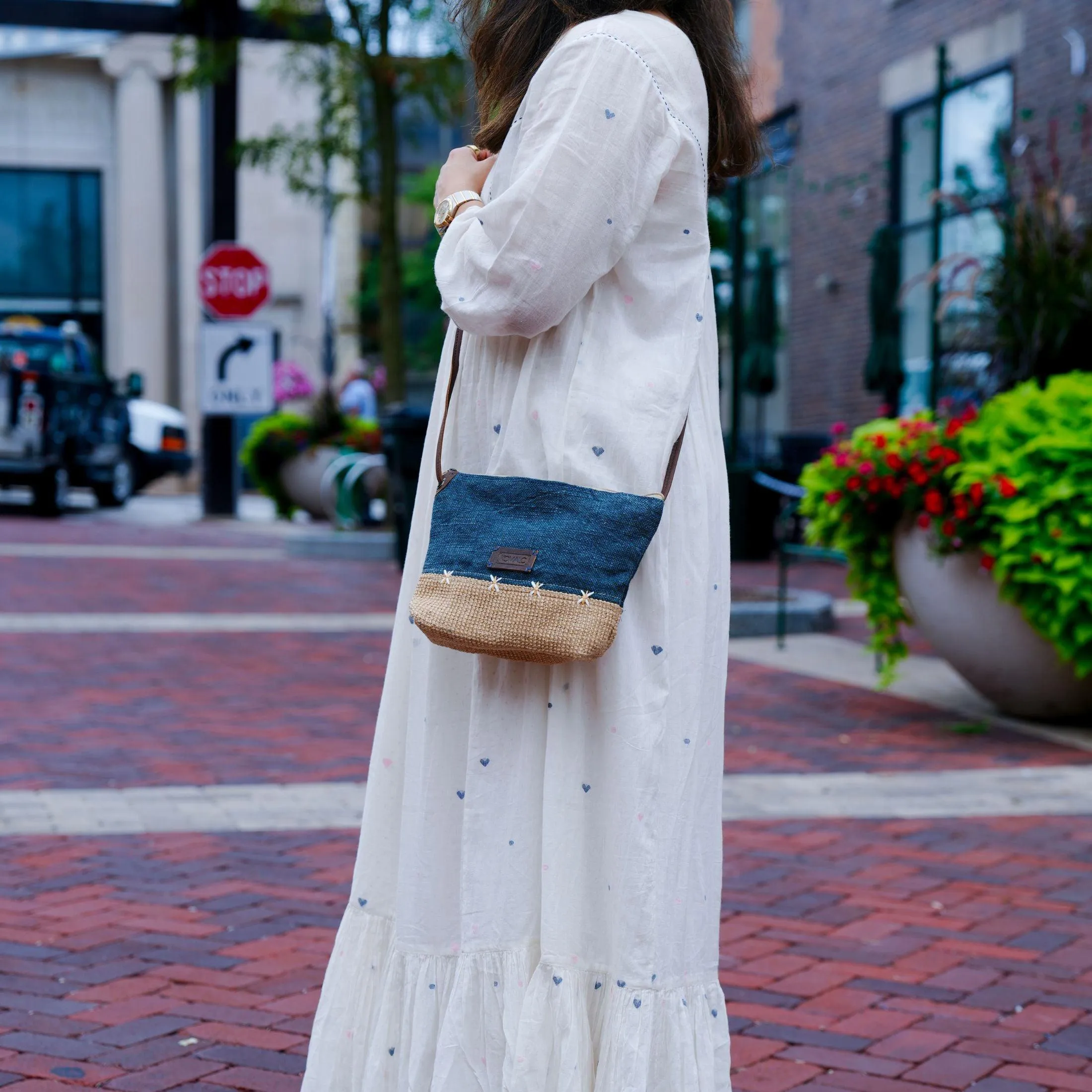 Stylish Jute Slingbag with Buffalo Strap