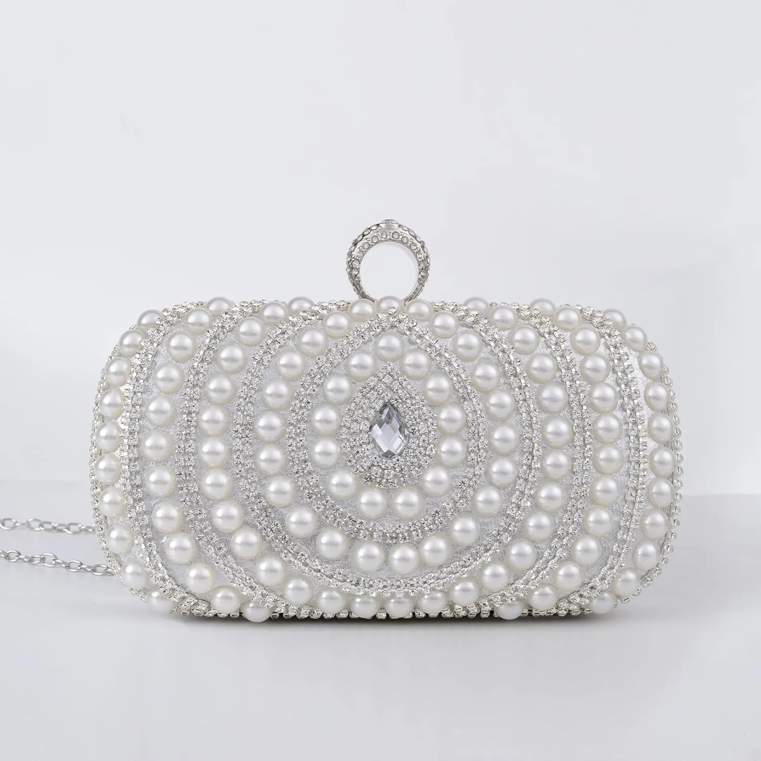 Stylish pearl rhinestone hand bag clasp square Dinner Party bag Wedding Party rival bag elegant shoulder bag crossbody bag