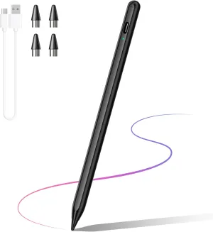 Stylus Pen, Tablet Pen Compatible for Android and iOS Touchscreens, Rechargeable Stylists Pen with Dual Touch Screen, Stylus Pencil for A-pple/Android/Tablet, Black