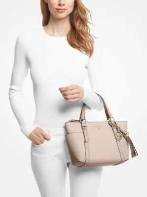 Sullivan Small Saffiano Leather Top-Zip Tote Bag