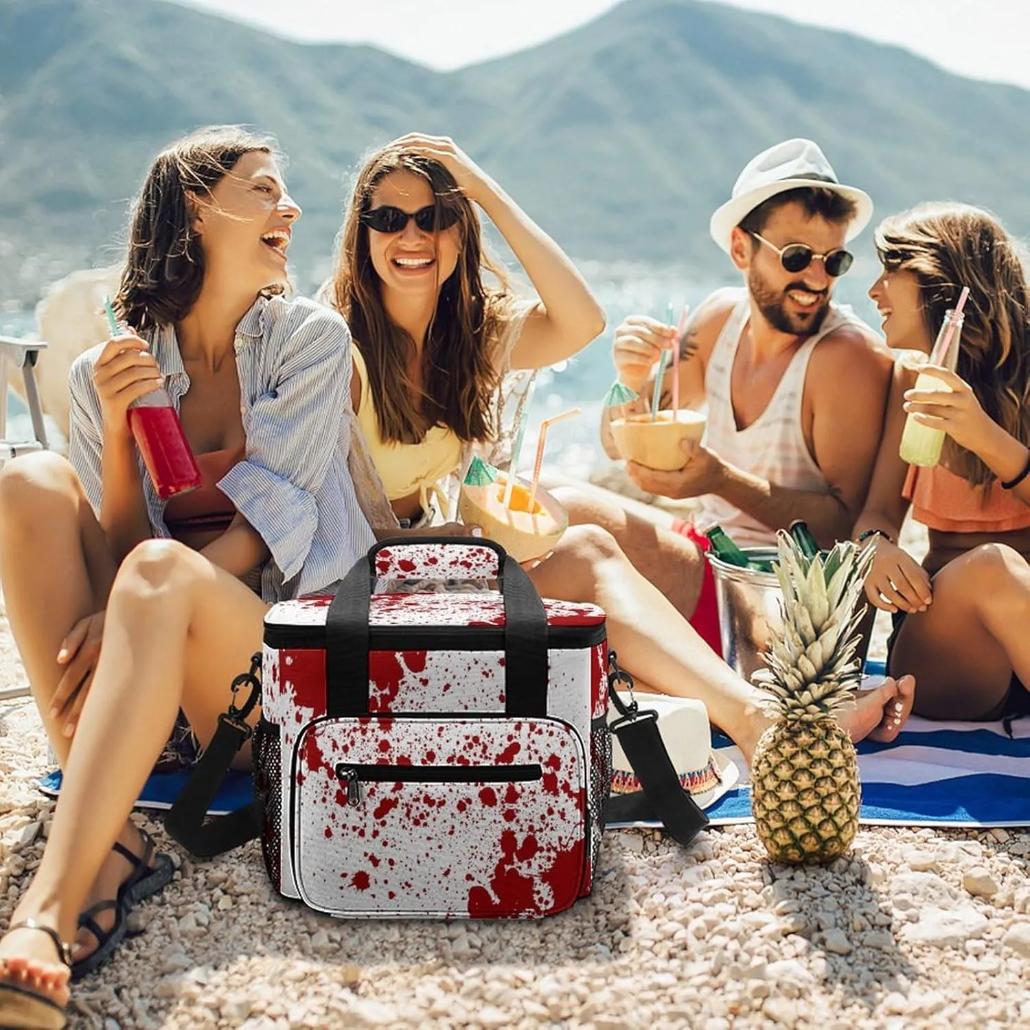 Summer Seashells Starfish 22.5L Waterproof Soft Cooler Bag Beach Wooden Insulated Lunch Box for Camping Fishing Beach Road Trips