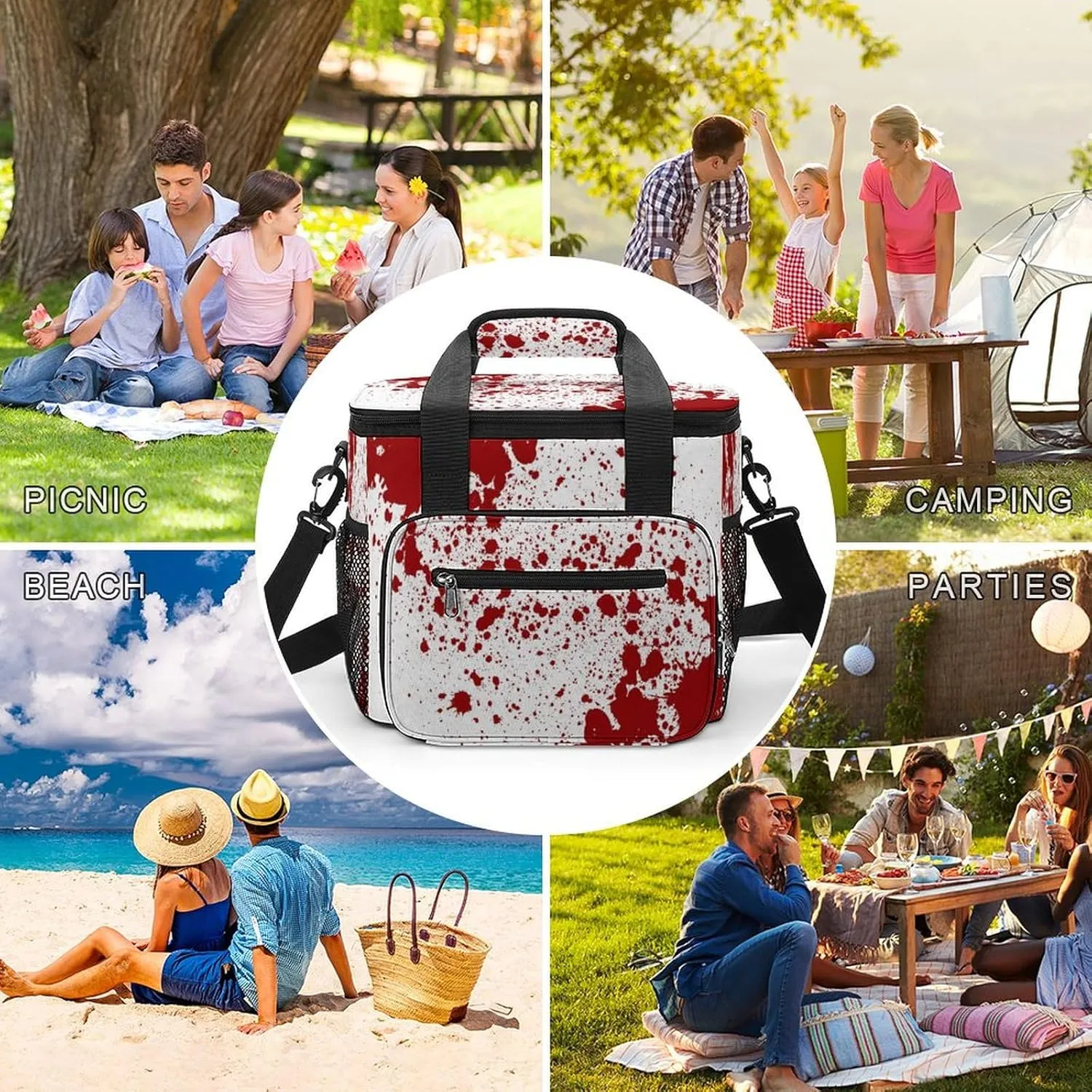 Summer Seashells Starfish 22.5L Waterproof Soft Cooler Bag Beach Wooden Insulated Lunch Box for Camping Fishing Beach Road Trips