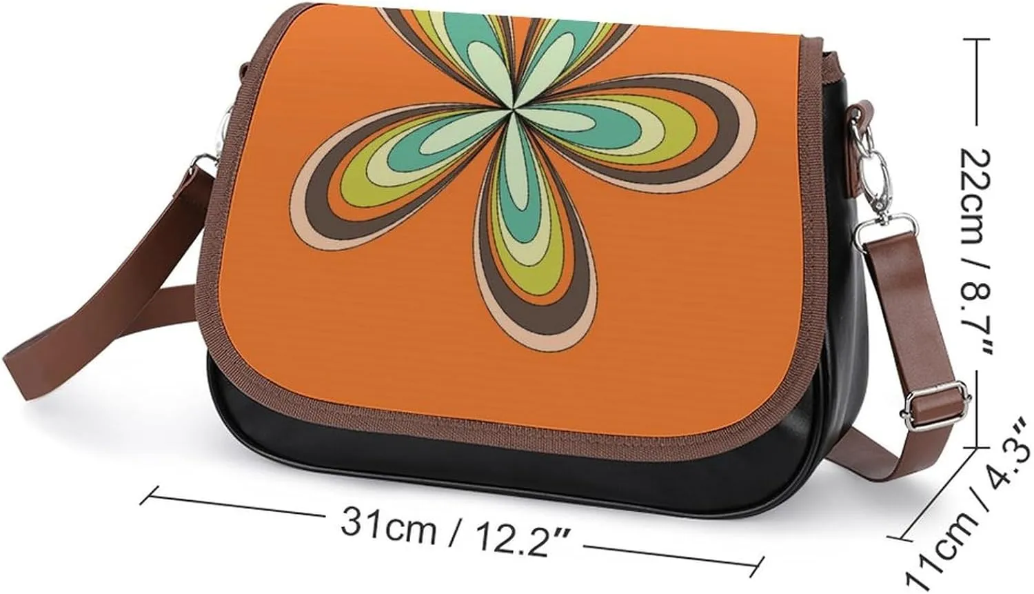Sunflower Pattern Leather Shoulder Bag with Detachable Shoulder Strap Versatile for Daily Use