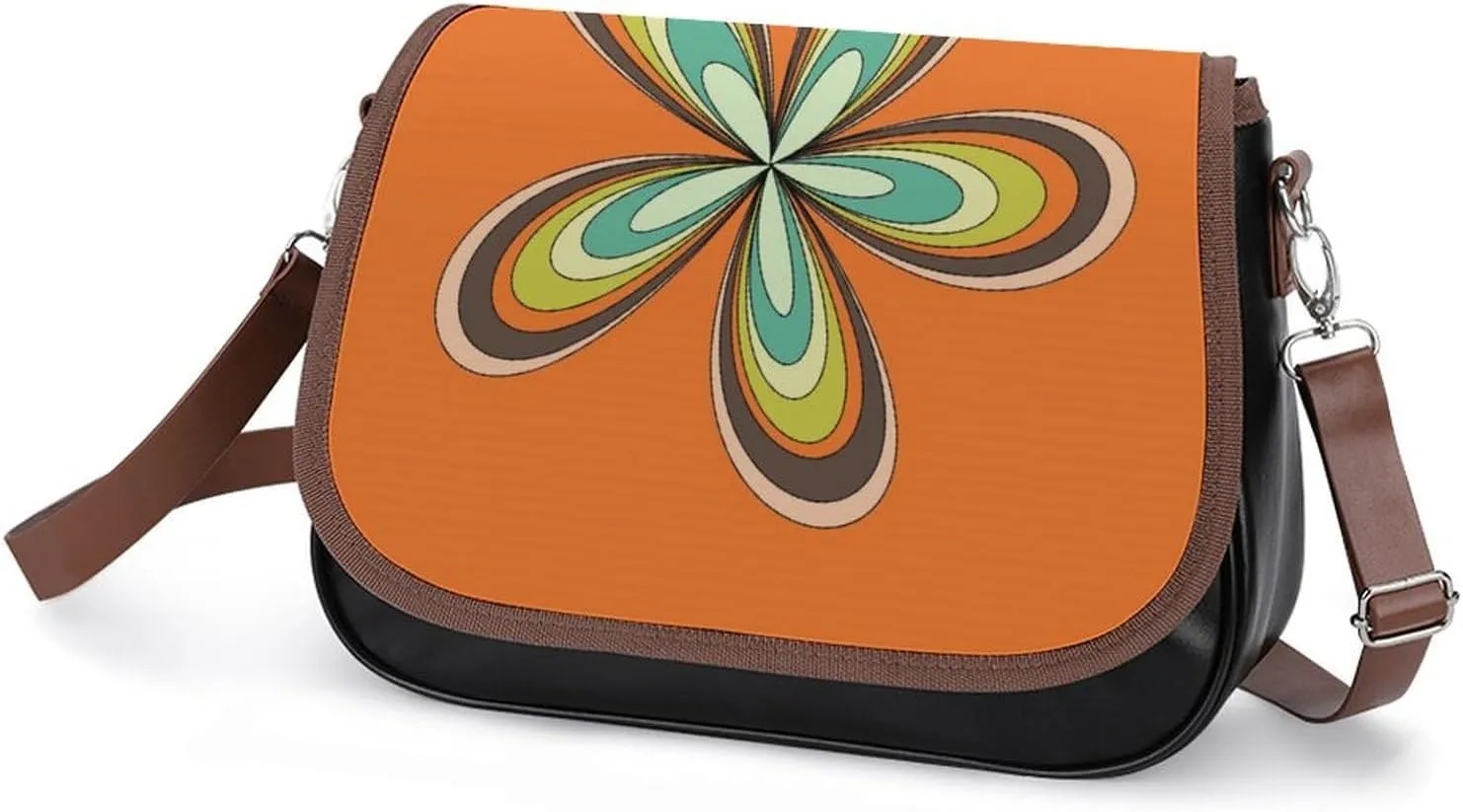 Sunflower Pattern Leather Shoulder Bag with Detachable Shoulder Strap Versatile for Daily Use