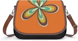 Sunflower Pattern Leather Shoulder Bag with Detachable Shoulder Strap Versatile for Daily Use