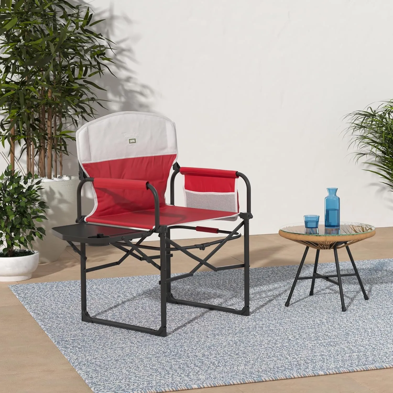 SUNNYFEEL Camping Directors Chair, Heavy Duty,Oversized Portable Folding Chair with Side Table, Pocket for Beach, Fishing,Trip,Picnic,Lawn,Concert Outdoor Foldable Camp Chairs