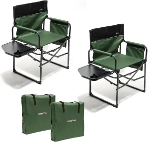 SUNNYFEEL Camping Directors Chair, Heavy Duty,Oversized Portable Folding Chair with Side Table, Pocket for Beach, Fishing,Trip,Picnic,Lawn,Concert Outdoor Foldable Camp Chairs
