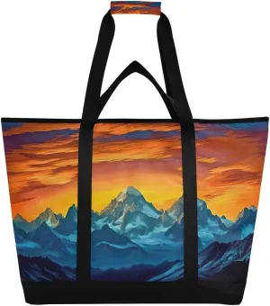 Sunset Mountain Reusable Insulated Lunchbox Cooler Bag, Leakproof Kitchen Grocery Bag Collapsible Portable Cooler Tote Bag for Picnic, Camping, Office, Travel