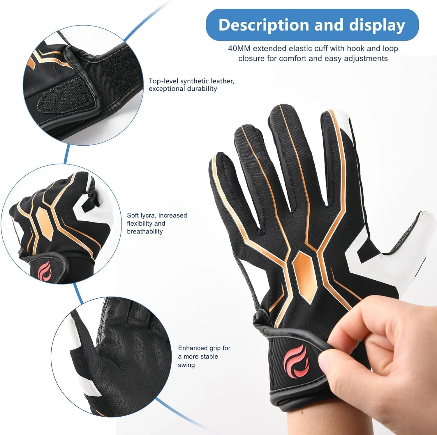 Super-Grip Youth Baseball Batting Gloves for Kids, Ergonomic Design for Boys and Girls, Enhanced Protection & Optimal Performance