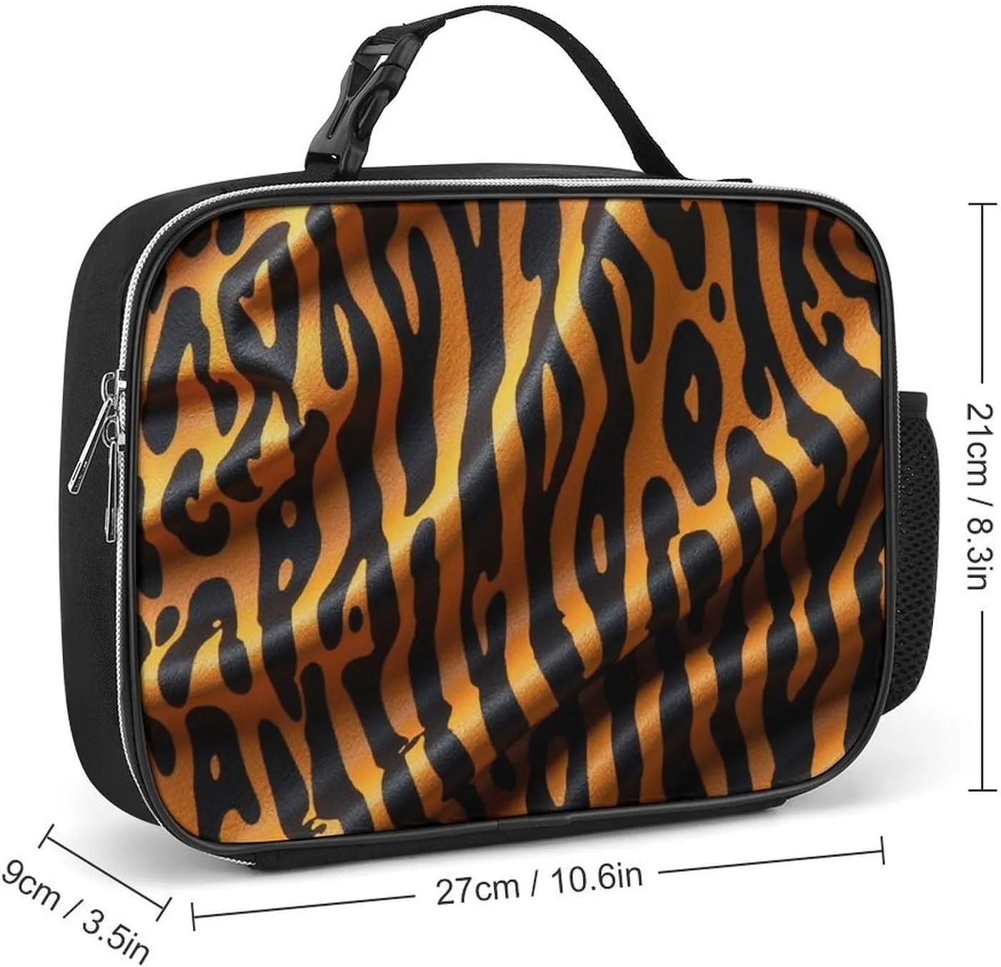 SWEET TANG PU Leather Lunch Bag with Soft Liner - Thermal Reusable Tote Compatible with 3D Realistic Cheetah Leopard Print for Picnic, Hiking, and Outdoor Activities