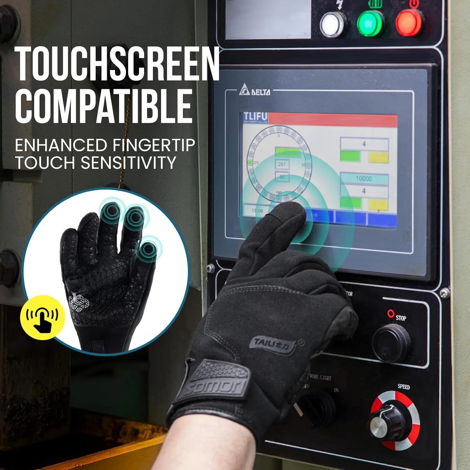 TAILI Level 3 Needle, Level 5 Puncture Resistant Gloves for Men Work, Heavy Duty A7 Cut Resistant Safety Gloves, Grip Enhanced, Breathable and Touchscreen, Black, XL