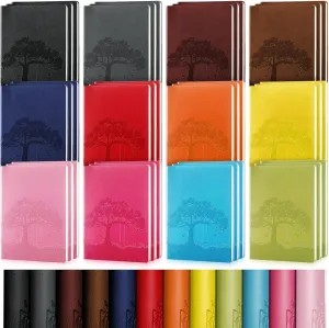 TaoBary 36 Pcs A6 PU Leather Journals Notebook Bulk Colorful Tree Life Lined Journal Soft Leather Cover Ruled Writing Notebook for Writing Office School Home Business 128 Pages (Vintage Color)