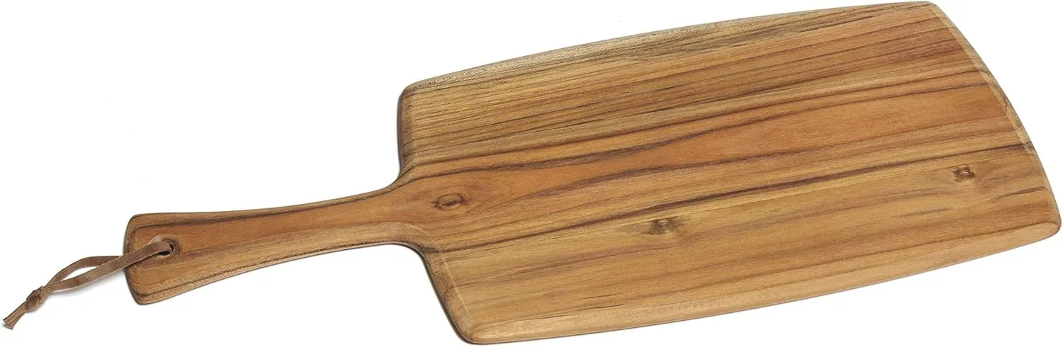 Teak 18" Paddleboard w/Leather Tie, Beveled Edges