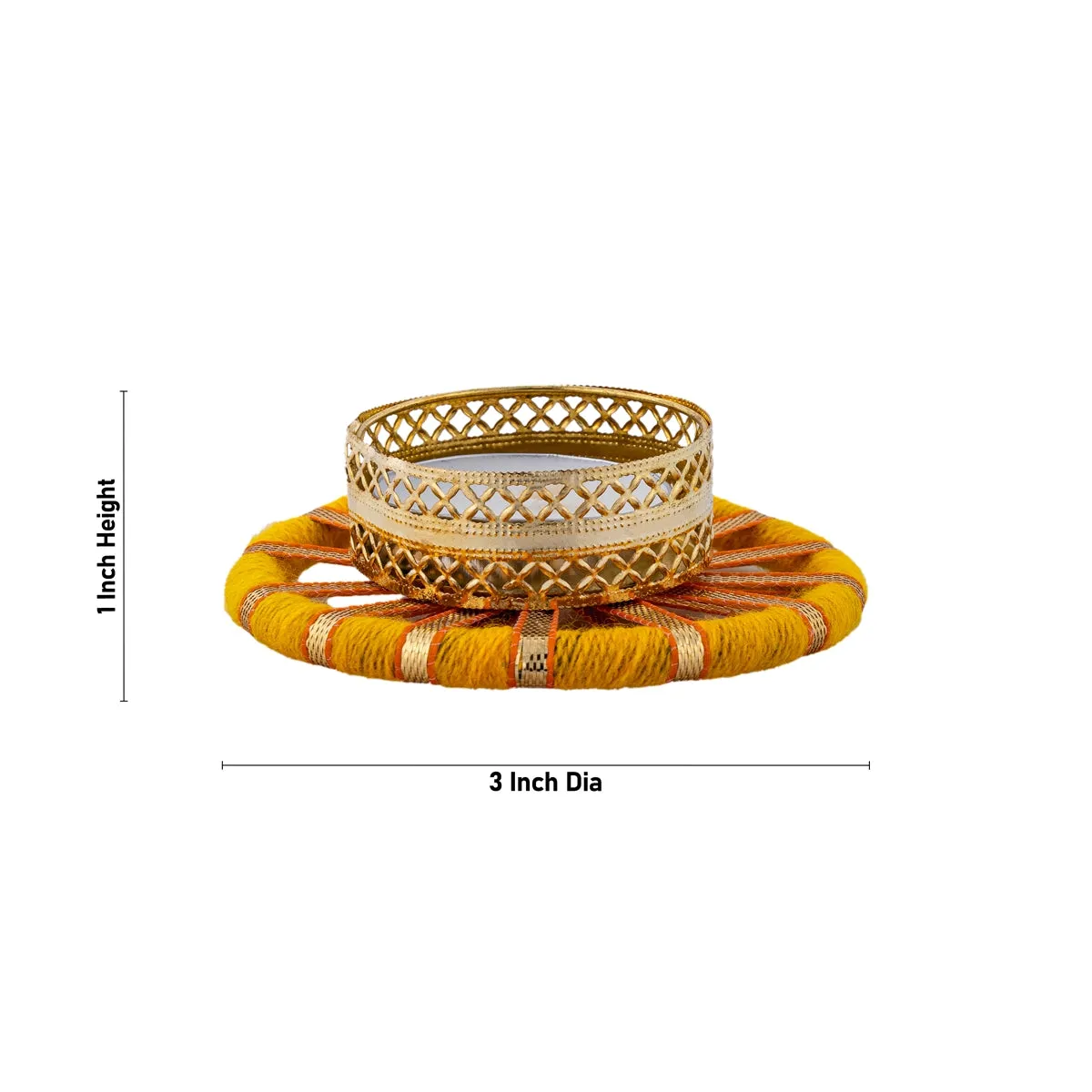 Tealight Candle Holder Pair - 1 x 3 Inches | 2 Pcs/ Gota Patti Flower Design Tea Light Holder for Home Decor